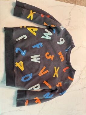 Cat & Jack Navy Alphabet Graphic Sweatshirt with Yellow Orange Blue Letters